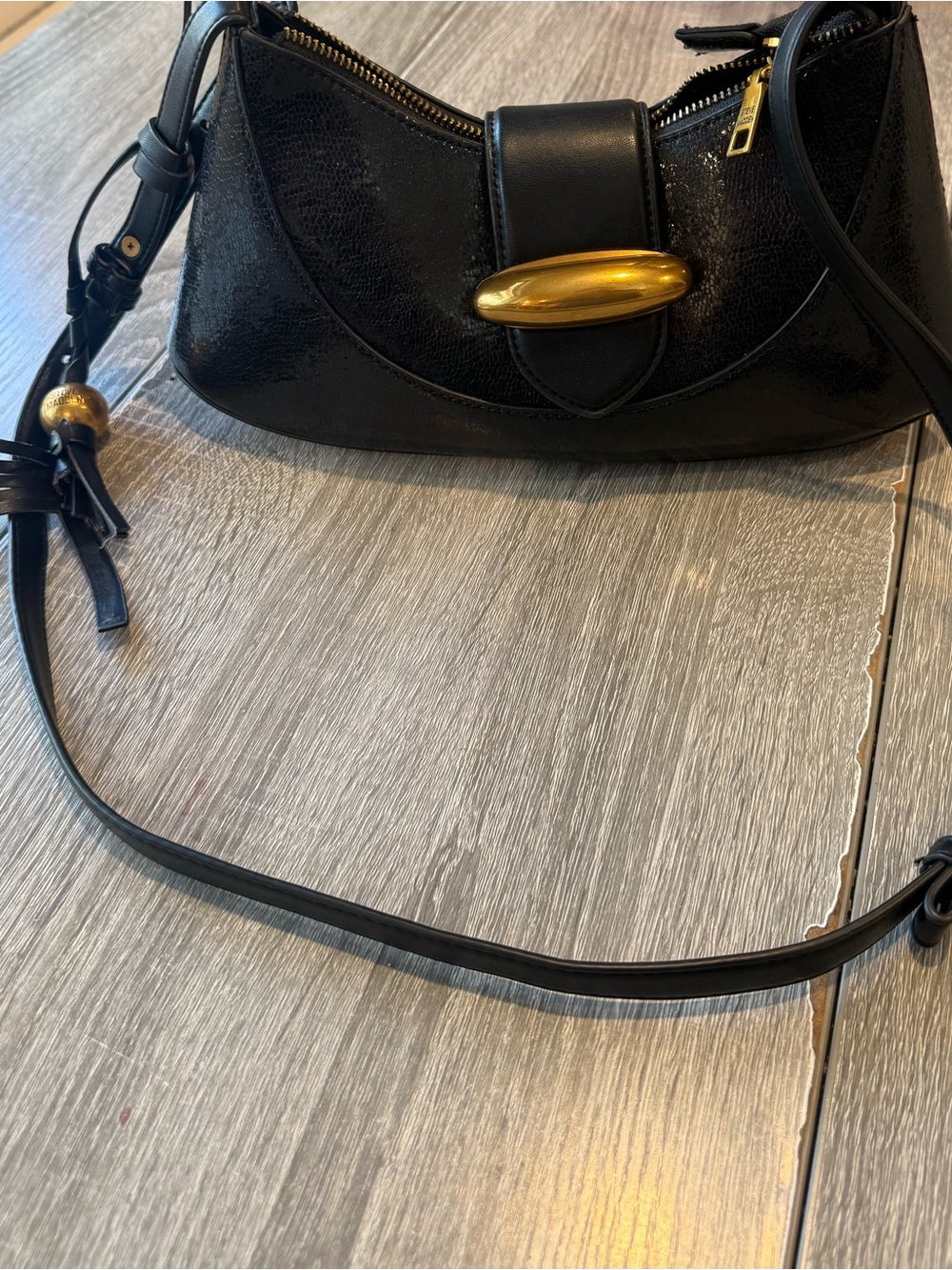 Steve Madden Black Crossbody Bag with Gold Hardware